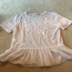 See through lace peplum top